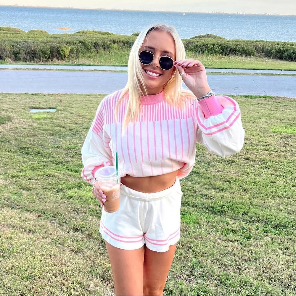 Pink and White Striped Lounge Set